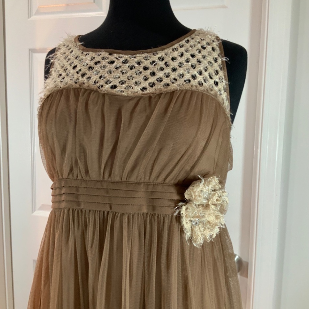 Anthropologie Rye Crochet Tiered Tulle Rosette Boho Sleeveless Dress Size Medium - Picture 3 of 9